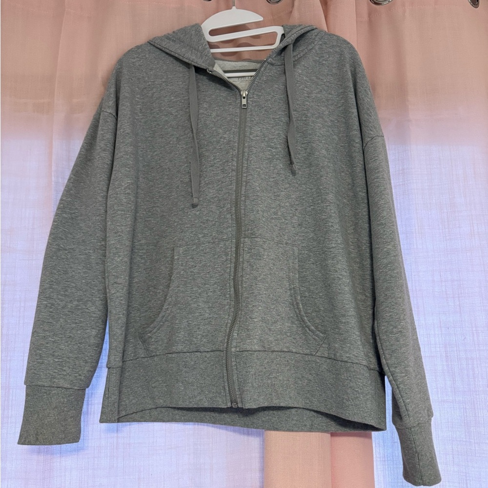 Time and Tru Gray Zip-Up Hooded Sweatshirt